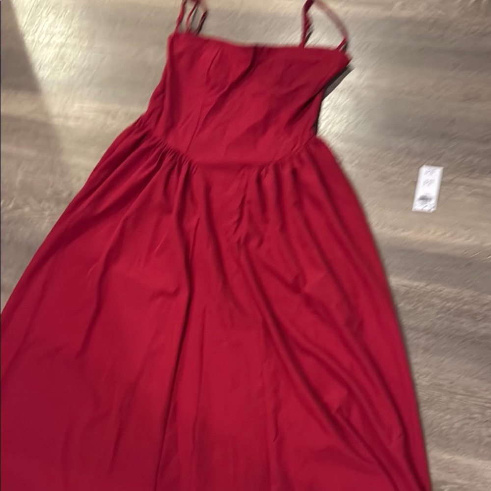 Elegant Red Spaghetti Strap Dress